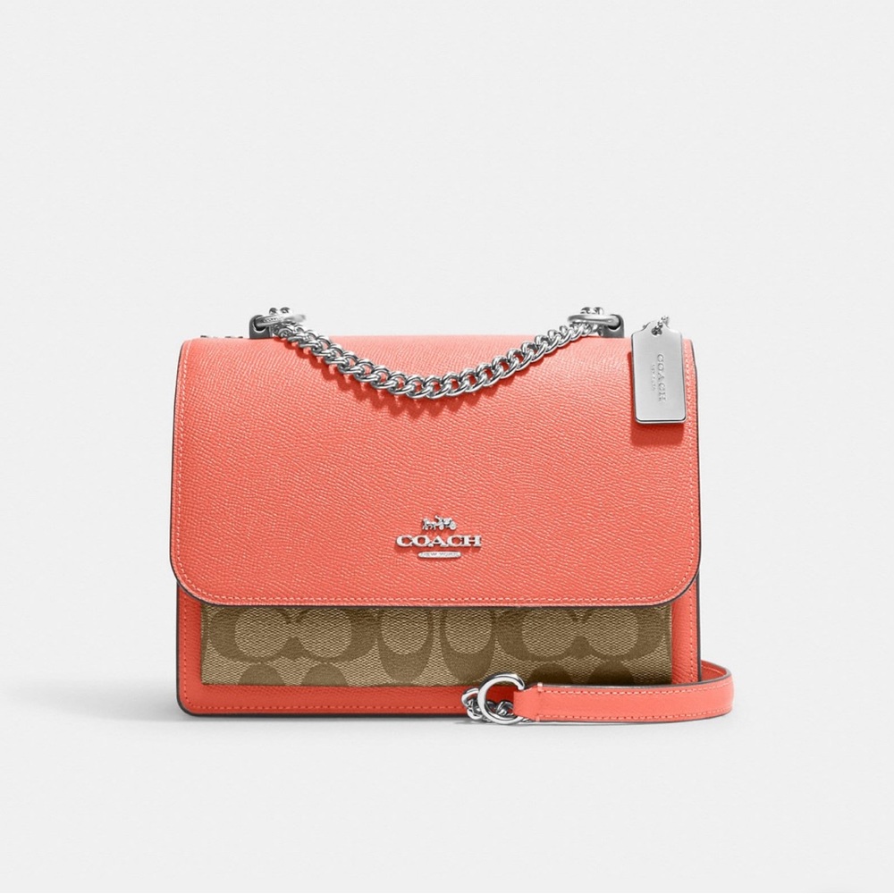 Coach 91019 Klare Crossbody In Signature Canvas IN Khaki Tangerine
